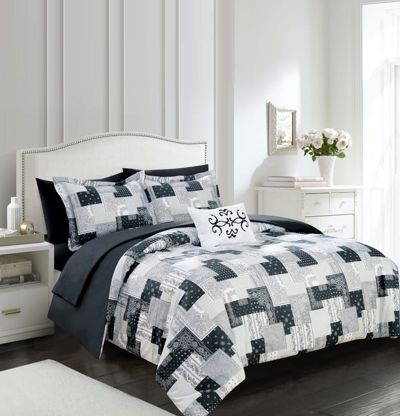 Chic Home Design Viy 8 Piece Reversible Comforter Set Patchwork Bohemian Paisley Print Design Bed In In Black