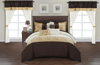 Chic Home Design Sonjae 20 Piece Comforter Set Color Block Floral Embroidered Bed In A Bag Bedding In Brown