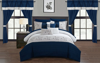 Chic Home Design Sonjae 20 Piece Comforter Set Color Block Floral Embroidered Bed In A Bag Bedding In Blue