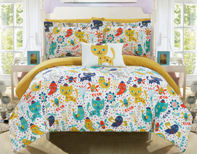 Chic Home Design Tiggy 8 Piece Reversible Comforter Set Cute Animal Friends Youth Design Bed In A Ba In Yellow