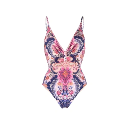 Zimmermann Printed One Piece Swimsuit In Pink