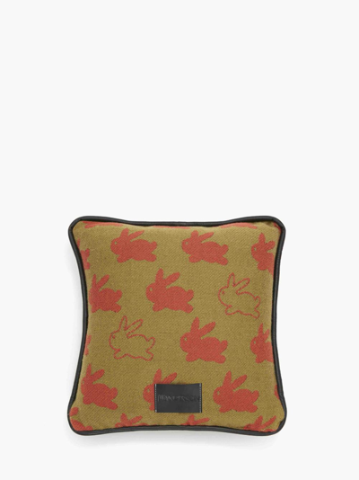 Jw Anderson Bunny-motif Logo-patch Cushion In Brown
