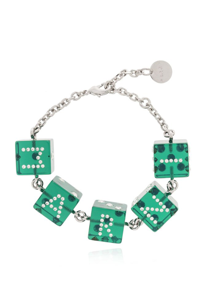 Marni Logo-embellished Chain Bracelet In Green