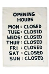 THIRD DRAWER DOWN OPENING HOURS TEA TOWEL X DAVID SHRIGLEY IN BLACK/WHITE AT URBAN OUTFITTERS