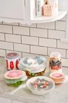 W & P REUSABLE SILICONE STRETCH LID - SET OF 6 IN CLEAR AT URBAN OUTFITTERS