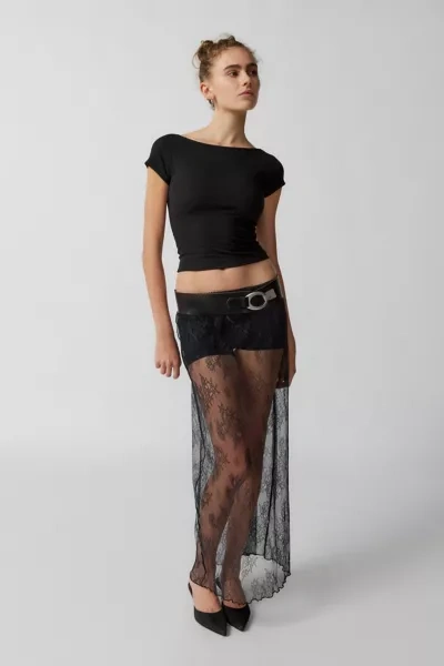 Urban Outfitters Uo Jules Sheer Lace Midi Skirt In Black ModeSens