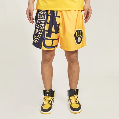 Pro Standard Mens  Brewers Mash Woven Shorts In Yellow