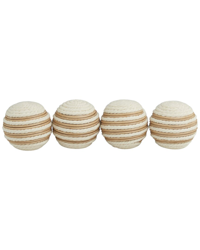 The Novogratz Peyton Lane Set Of 4 Jute Handmade Orbs/vase Fillers In White