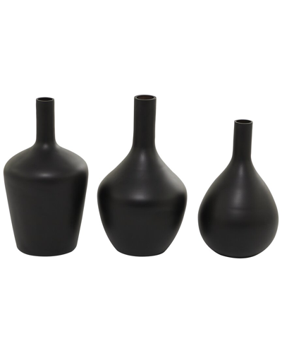 Peyton Lane Set Of 3 Modern Amphora Black Glass Va