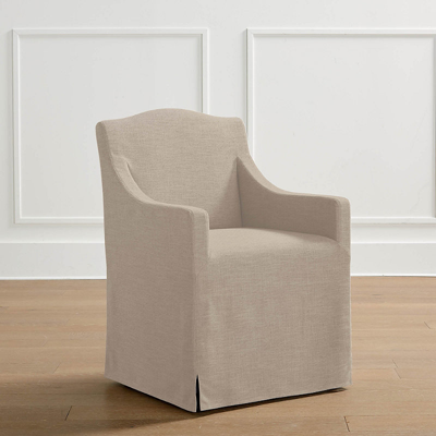 Frontgate Turin Low-back Slipcovered Dining Armchair In Performance Linen Flax