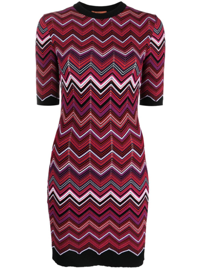 Missoni Zigzag Crochet-knit Minidress In Purple