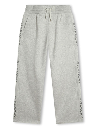 Givenchy Kids' Logo-print Drawstring Trousers In A01-grey Marl