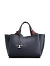 Tod's Mini Leather Shopping Bag With Grained Texture In Black