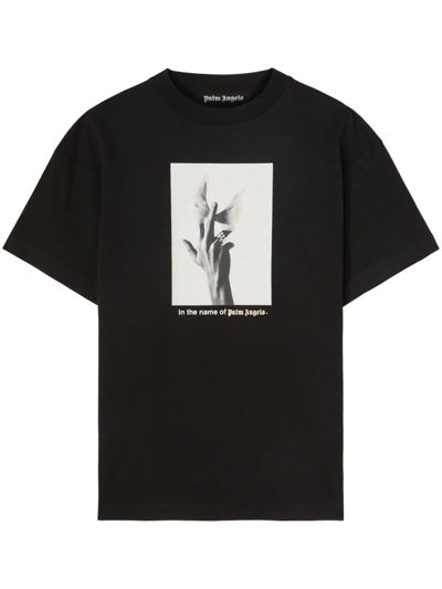 Palm Angels Wings Graphic-print Cotton T-shirt In Black