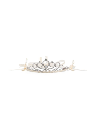 Monnalisa Kids' Crystal-embellished Crown Head Band In Grey