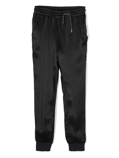 Karl Lagerfeld Kids' Satin-finish Drawstring Track Pants In Black