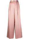 Fabiana Filippi Pleated Wide-leg Satin Trousers In Pink
