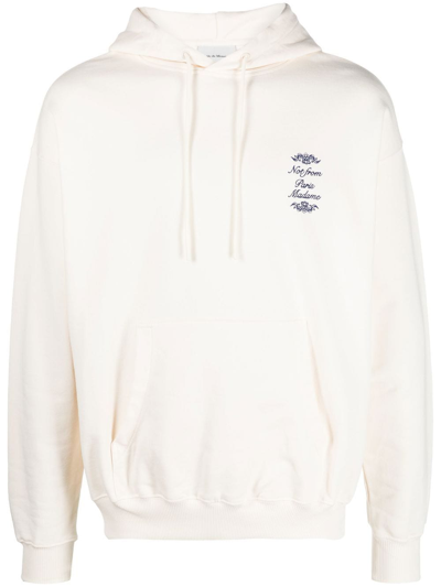 Drôle De Monsieur Slogan-print Cotton Hoodie In Neutrals