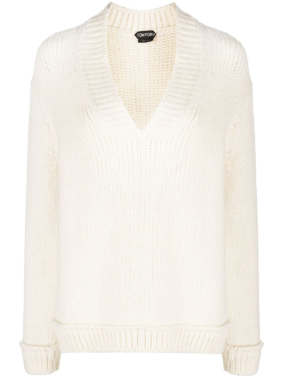 Tom Ford Chunky-knit Wool Jumper In White