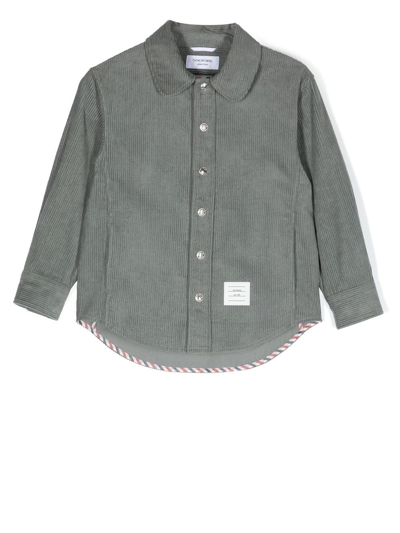 Thom Browne Kids' Corduroy Shirt Jacket In Grey