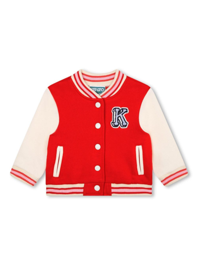 Kenzo Babies' Logo-embroidered Button-up Cardigan In Red
