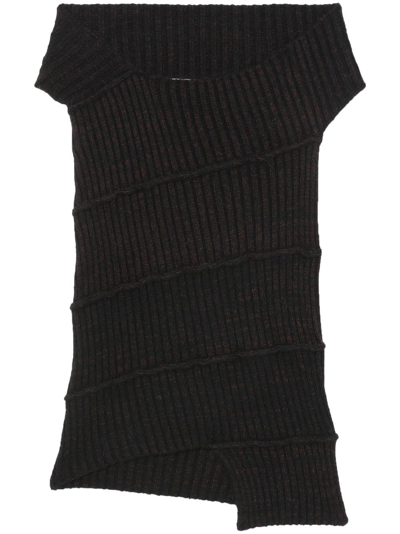 Mm6 Maison Margiela Off-shoulder Asymmetric Knitted Top In Black