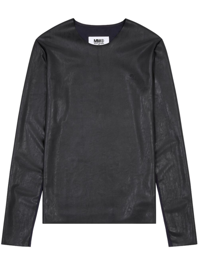 Mm6 Maison Margiela Panelled Long-sleeve T-shirt In Black