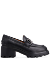 TOD'S LOGO-BUCKLE LEATHER LOAFERS