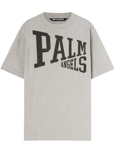 Palm Angels Logo-print Crew-neck T-shirt In Grey
