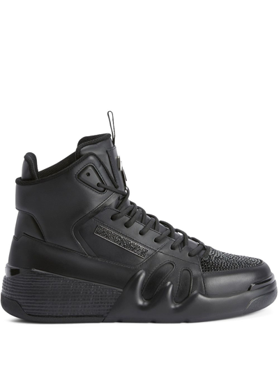 Giuseppe Zanotti Talon Hi-tops Leather Sneakers In Black