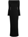 Solace London Long-sleeve Long Dress In Black