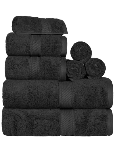 Superior Highly Absorbent 8pc Ultra Plush Solid Towel Set In Black