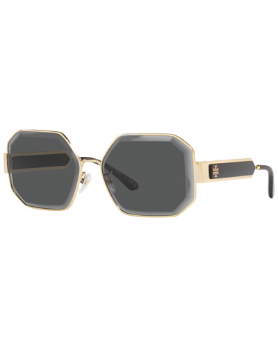 Tory Burch Grey Irregular Ladies Sunglasses Ty6094 327187 60 In Gold / Grey