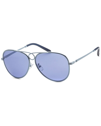 Tory Burch Blue Aviator Ladies Sunglasses Ty6093 334865 59 In Blue / Gun Metal / Gunmetal