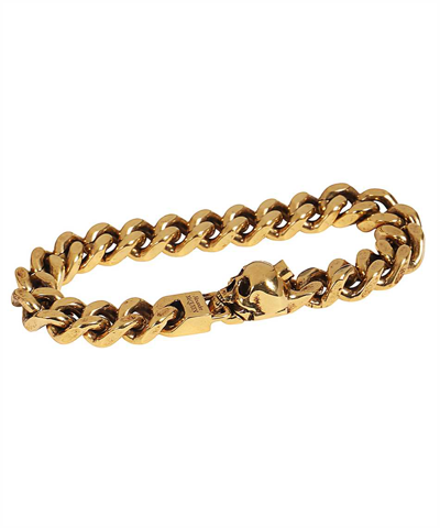 Alexander Mcqueen Skull Chain Bracelet In Gold