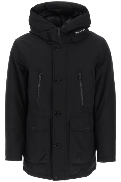 Woolrich Black Arctic Evolution Parka In Ramar Canvas