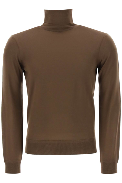 Tom Ford High-neck Wool Sweater In Brown
