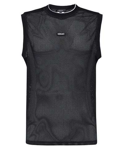 Versace Greca Border Gym Tank Top In Black