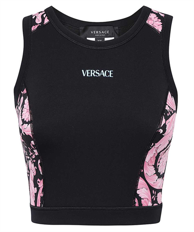 Versace Barocco Gym Sports Bra In Black