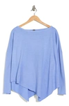 Go Couture Dolman Sleeve Asymmetric Hem Top In Blue Perennial