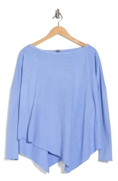 Go Couture Dolman Sleeve Asymmetric Hem Top In Blue Perennial