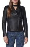 Andrew Marc Felix Leather Crop Moto Jacket In Black