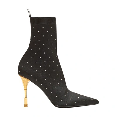 Balmain Moneta Crystal-embellished Ankle Boots In Eac Noirargent