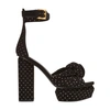 BALMAIN AVA PLATFORM SANDALS IN SUEDE LEATHER AND CRYSTALS