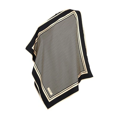 Balmain Asymmetrical Monogrammed Scarf Top In Black