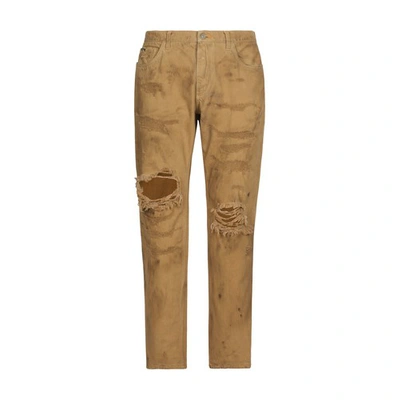 Dolce & Gabbana Overdyed Loose Fit Stretch Jeans With Rips In Combined_colour