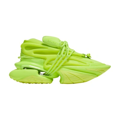 Balmain Unicorn Sneakers In Neoprene And Gomato Leather In Green