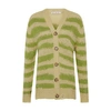 Acne Studios Distressed Stripe Cardigan In Sage_green_apple_green