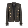 Balmain Black Jacket With Jewel Buttons In Tweed Woman In Black