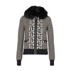 Balmain Fur Collar Monogram Knit Bomber Jacket In Black